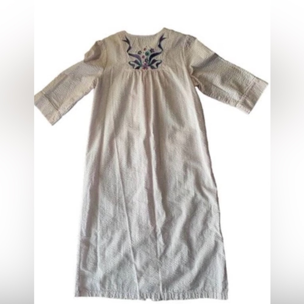 Bob Mackie Wearable Art Women Pink Zip Front House Dress Robe Embroidered-Small